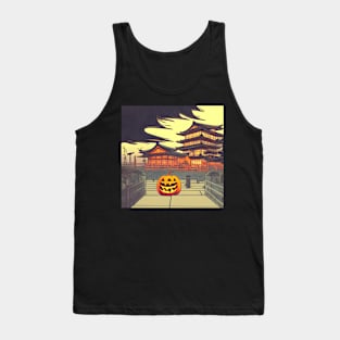 Cloudy Horror Halloween Pumpkin Traditional Palace Tank Top